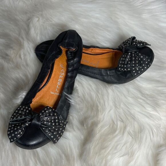 Jeffrey Campbell Haley Stud Black Leather Ballet Flats Sz 6.5 - Picture 1 of 4